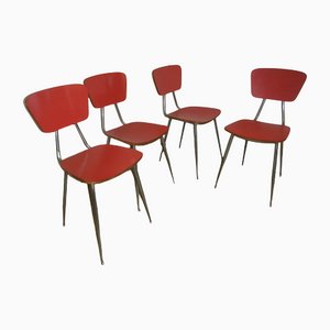 Red Formic Chairs Set, 1970s, Set of 4-WWQ-1109656