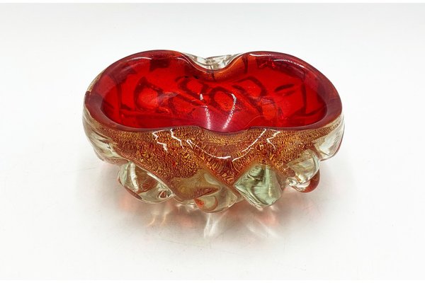 Red Glass Ashtray, Italy, 1970s-BXB-1408981