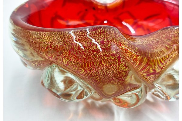 Red Glass Ashtray, Italy, 1970s-BXB-1408981