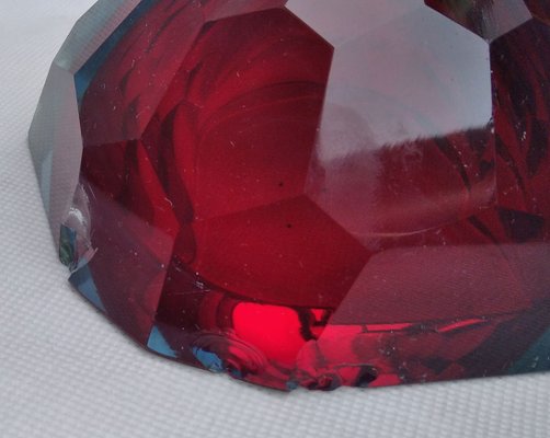 Red Glass Faceted Bowl with Diamond Cut from Mandruzzo Mandruzzato-LCV-1417228