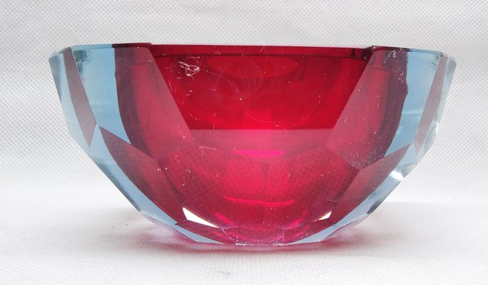 Red Glass Faceted Bowl with Diamond Cut from Mandruzzo Mandruzzato-LCV-1417228