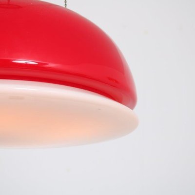 Red Glass Hanging Lamp, Italy, 1960s-DV-1077590