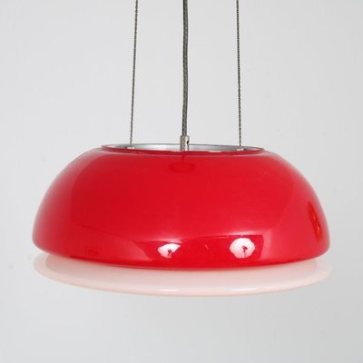 Red Glass Hanging Lamp, Italy, 1960s-DV-1077590