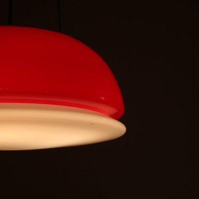 Red Glass Hanging Lamp, Italy, 1960s-DV-1077590