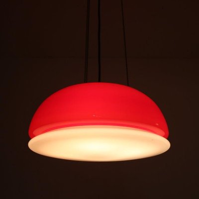 Red Glass Hanging Lamp, Italy, 1960s-DV-1077590