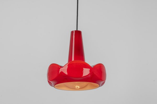 Red Glass Pendant Light attributed to Peill Putzler, Germany, 1970s-UGR-1446850