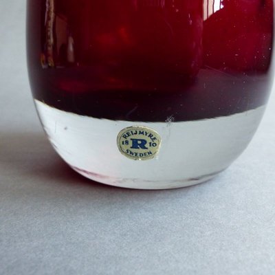 Red Glass Vase from Reijmyre, Sweden, 1950s-WK-748690