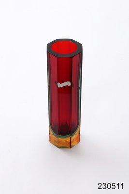 Red, Green and Blue Yellow Murano 8-Sided Block Vase by Flavio Poli, 1960-EZZ-1748819