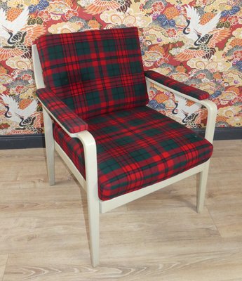 Red & Green Checkered Easy Chair, 1960s-AFE-1160421