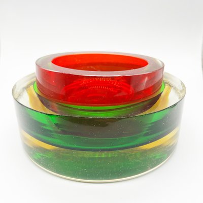 Red & Green Glass Ashtrays from Seguso, 1960s, Set of 2-OLY-1705780