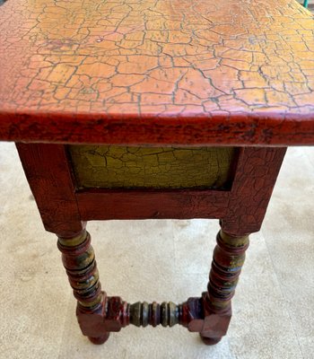 Red Lacquered Console Table with Gilt Accents and Carved Apron, 1940s-NOU-2034027