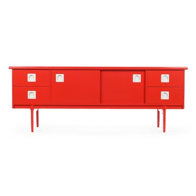 Red Lacquered Wood Console Table, 1960s-NQ-668667