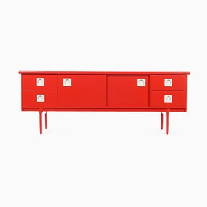 Red Lacquered Wood Console Table, 1960s-NQ-668667