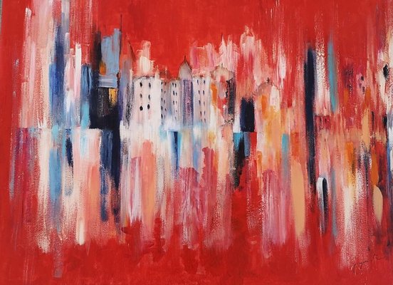 Red Landscape - Acrylic on Canvas by M. Goeyens - 2000s 2000s-ZCI-756395