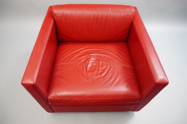 Red Leather 1051 Club Armchair by Charles Pfister from Knoll Inc. / Knoll International, 2000-RST-1371928