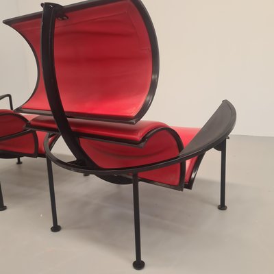 Red Leather Armchairs by Carlo Forcolini for Alias, 1986, Set of 2-PRS-1966310