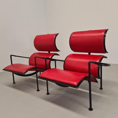 Red Leather Armchairs by Carlo Forcolini for Alias, 1986, Set of 2-PRS-1966310