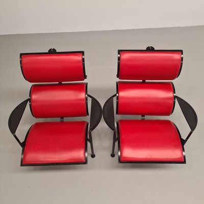 Red Leather Armchairs by Carlo Forcolini for Alias, 1986, Set of 2-PRS-1966310