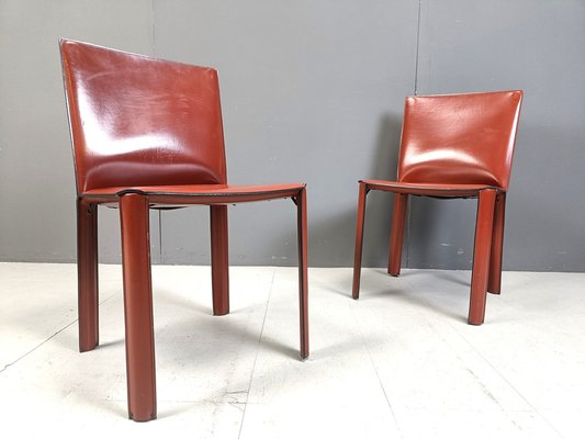 Red Leather Dining Chairs by De Couro Brazil, 1980s, Set of 8-IRH-2043122