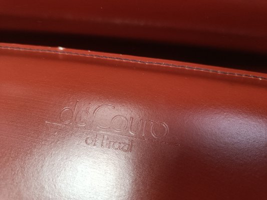 Red Leather Dining Chairs by De Couro Brazil, 1980s, Set of 8-IRH-2043122