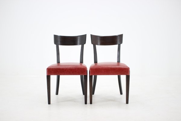 Red Leather Dining Chairs for UP, Czechoslovakia, Set of 4, 1950s-TZ-1079027