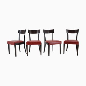 Red Leather Dining Chairs for UP, Czechoslovakia, Set of 4, 1950s-TZ-1079027