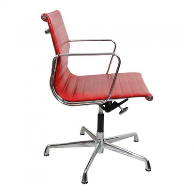 Red Leather with Tilt and Return Rotation EA-108 Chair by Charles Eames for Vitra, 1990s-MTD-1400515