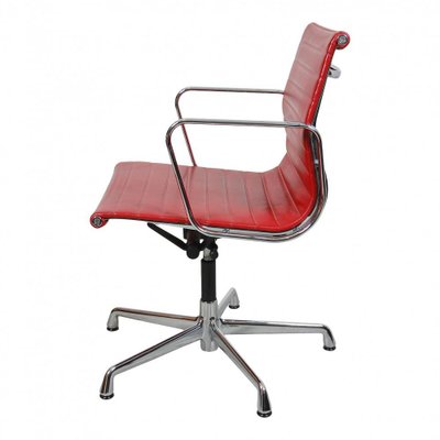 Red Leather with Tilt and Return Rotation EA-108 Chair by Charles Eames for Vitra, 1990s-MTD-1400515