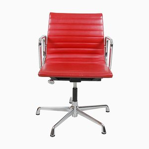 Red Leather with Tilt and Return Rotation EA-108 Chair by Charles Eames for Vitra, 1990s-MTD-1400515