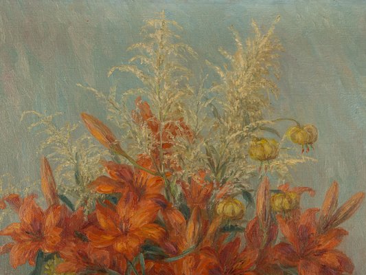 Red Lilies, 1940s, Oil on Canvas, Framed-GPP-1079994