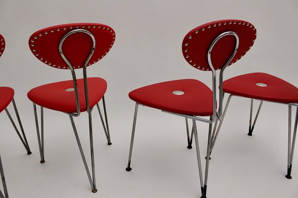 Red Lounge Chairs by Günter Talos, 1950s, Set of 4-NB-633738