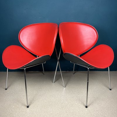 Red Lounge Chairs, Italy, 1990s, Set of 2-WQC-1362289