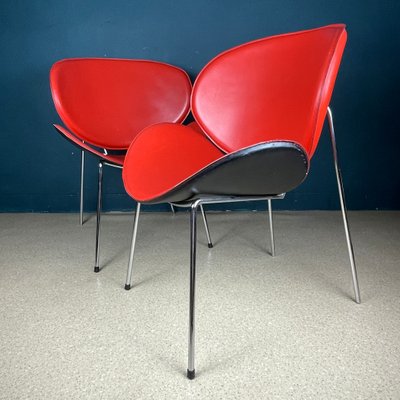 Red Lounge Chairs, Italy, 1990s, Set of 2-WQC-1362289