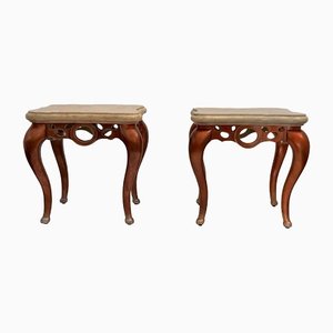 Red Metal Leaf Coffee Tables with Pink Marble Tops, Set of 2-IJR-1393880