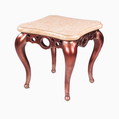 Red Metallic Leaf and Pink Marble Coffee Table from Lam Lee Group, 1990s-IJR-782318