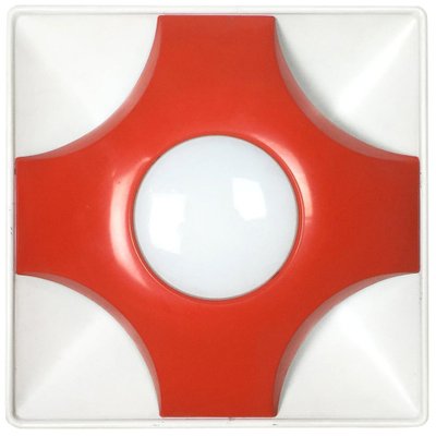 Red Minimalist Pop Art Metal Wall Light from Sölken Lights, Germany, 1970s-QZ-1053132