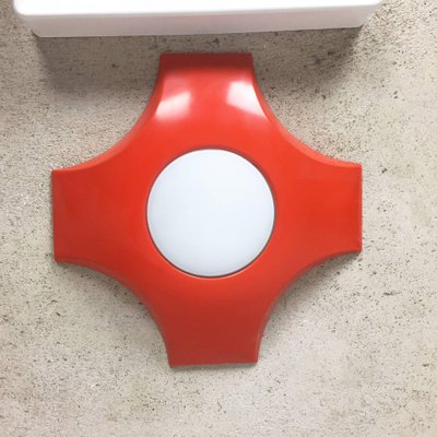 Red Minimalist Pop Art Metal Wall Light from Sölken Lights, Germany, 1970s-QZ-1053132