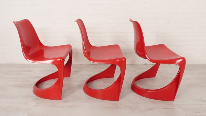 Red Model 290 Dining Chairs by Steen Ostergaard for Cado, Set of 6-HPM-1817536