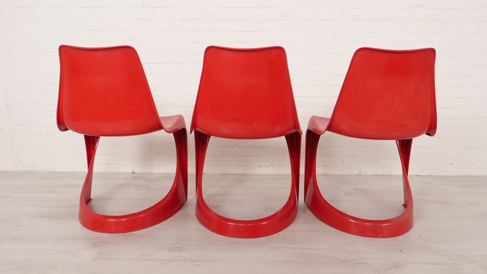 Red Model 290 Dining Chairs by Steen Ostergaard for Cado, Set of 6-HPM-1817536