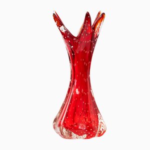 Red Murano Bullicante Glass Vase, 1960s-IXK-1313278