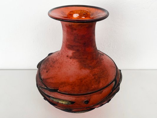 Red Murano Glass Vase from by Ermanno Nason, Italy, 1970s-YZD-1436365