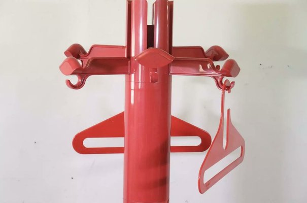 Red Planta ABS Coat Stand with 2 Hangers by Giancarlo Piretti for Castelli / Anonima Castelli, 1970s-PYR-888309