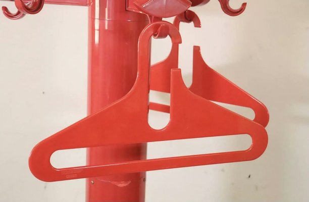 Red Planta ABS Coat Stand with 2 Hangers by Giancarlo Piretti for Castelli / Anonima Castelli, 1970s-PYR-888309