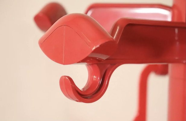 Red Planta ABS Coat Stand with 2 Hangers by Giancarlo Piretti for Castelli / Anonima Castelli, 1970s-PYR-888309