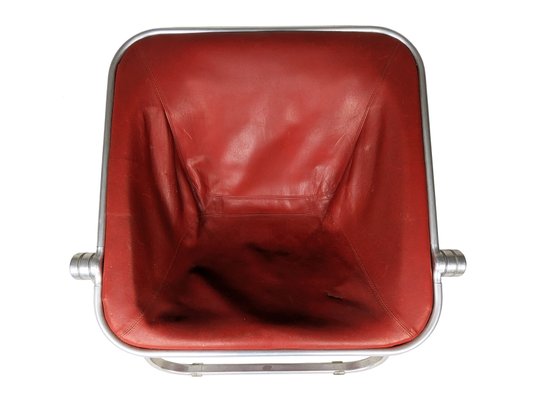 Red Skai & Aluminum Plona Folding Chair by G. Piretti for Anonima Castelli, 1960s-RD-1823756