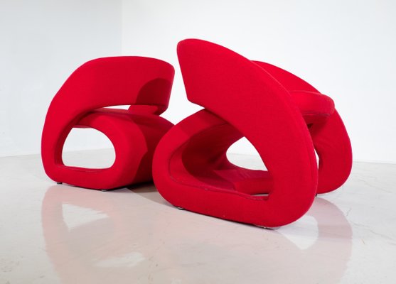 Red Smile Armchairs by Marcello Ziliani for BBB Emmebonacina, Italy, 1990s, Set of 2-FGA-1741961