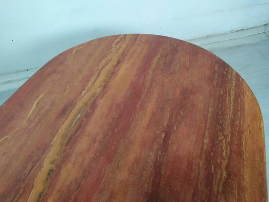 Red Travertine Coffee Table, 1970s-EAD-1749971