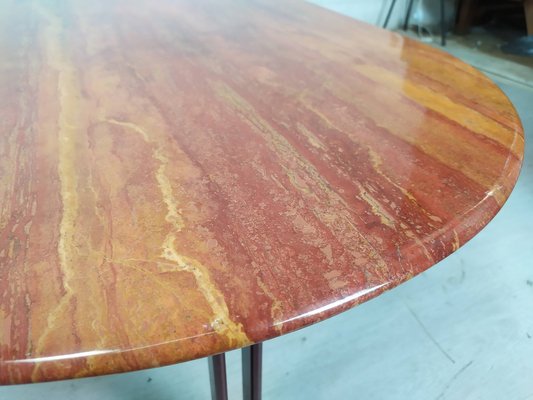 Red Travertine Coffee Table, 1970s-EAD-1749971