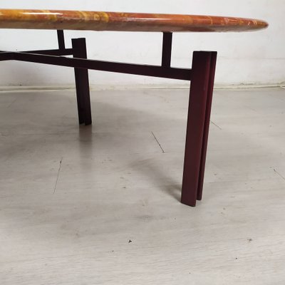 Red Travertine Coffee Table, 1970s-EAD-1749971