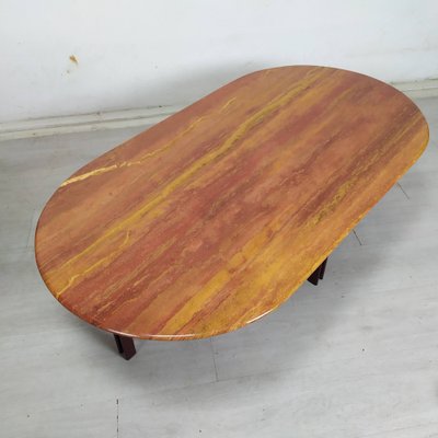 Red Travertine Coffee Table, 1970s-EAD-1749971